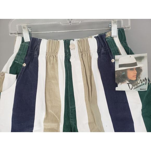 NEW 80s Vintage High Rise 100% Cotton‎ Striped Mom Shorts Medium Stretch Waist - Picture 3 of 7